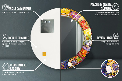 Espelho redondo decorativo Vitrais coloridos