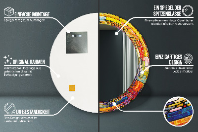 Espelho redondo decorativo Vitrais coloridos