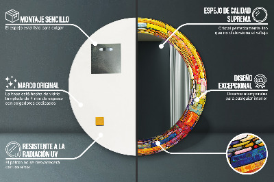 Espelho redondo decorativo Vitrais coloridos