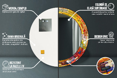 Espelho redondo decorativo Vitrais coloridos