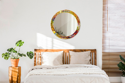 Espelho redondo decorativo Vitrais coloridos