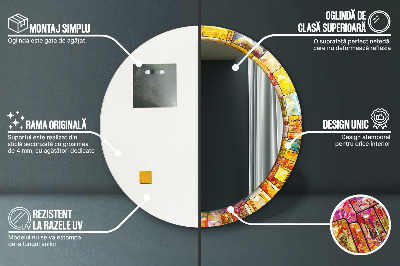 Espelho redondo decorativo Vitrais coloridos