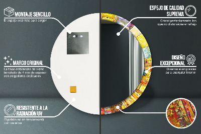 Espelho redondo decorativo Vitrais coloridos