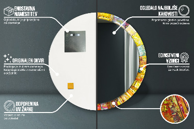 Espelho redondo decorativo Vitrais coloridos