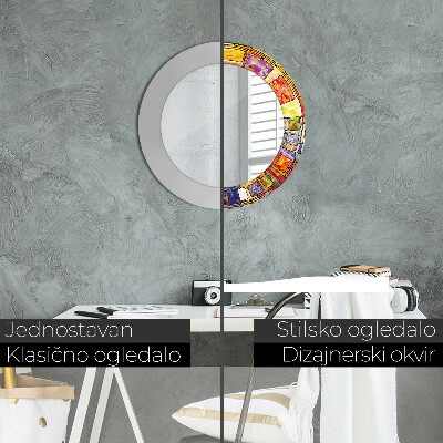 Espelho redondo decorativo Vitrais coloridos