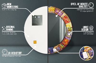 Espelho redondo decorativo Vitrais coloridos