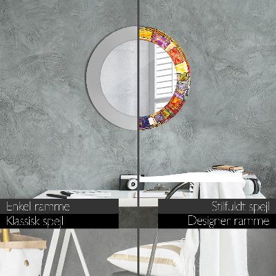 Espelho redondo decorativo Vitrais coloridos