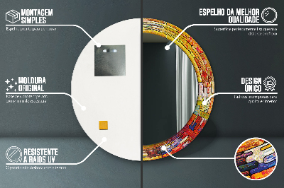 Espelho redondo decorativo Vitrais coloridos