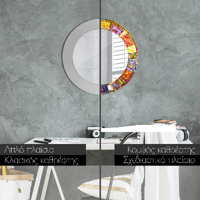 Espelho redondo decorativo Vitrais coloridos