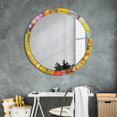 Espelho redondo decorativo Vitrais coloridos