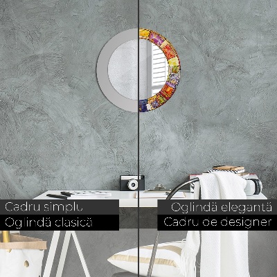 Espelho redondo decorativo Vitrais coloridos