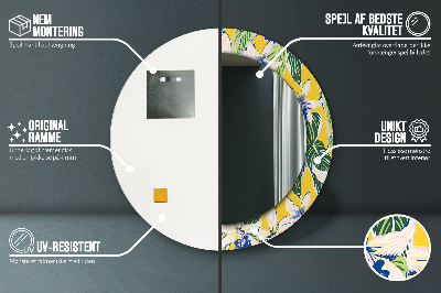 Espelho decorativo redondo Orquídeas azuis e amarelas