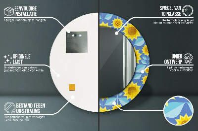 Espelho redondo decorativo Girassóis geométricos