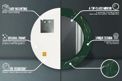 Espelho decorativo redondo Folhas douradas delicadas