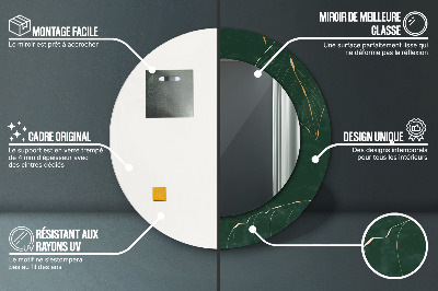 Espelho decorativo redondo Folhas douradas delicadas