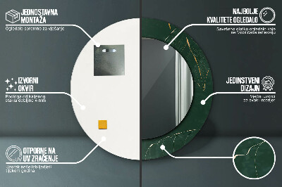 Espelho decorativo redondo Folhas douradas delicadas