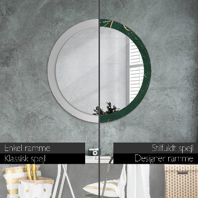 Espelho decorativo redondo Folhas douradas delicadas