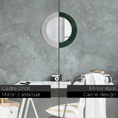 Espelho decorativo redondo Folhas douradas delicadas