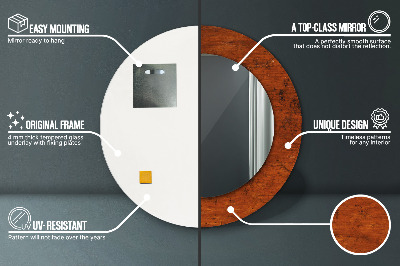 Espelho decorativo redondo Madeira natural