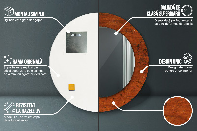 Espelho decorativo redondo Madeira natural