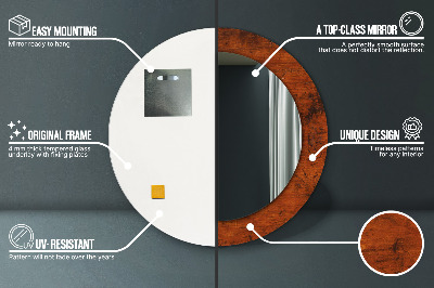 Espelho decorativo redondo Madeira natural