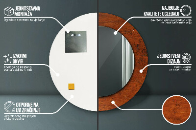 Espelho decorativo redondo Madeira natural