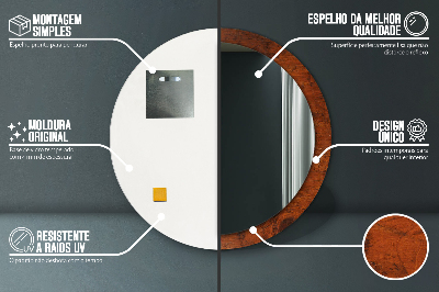 Espelho decorativo redondo Madeira natural