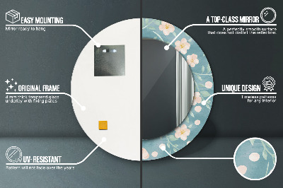 Espelho decorativo redondo Padrão floral