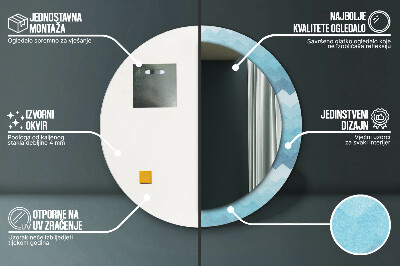 Espelho decorativo redondo Padrão Chevron