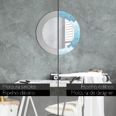 Espelho decorativo redondo Padrão Chevron