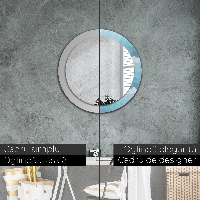 Espelho decorativo redondo Padrão Chevron