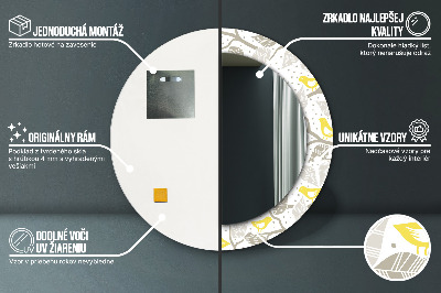 Espelho redondo decorativo Pássaros amarelos nos galhos