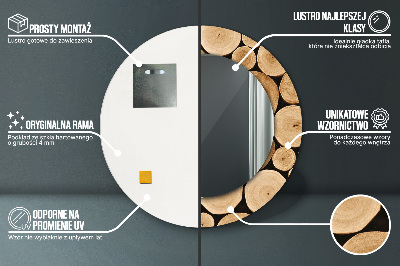 Espelho decorativo redondo Toras de madeira