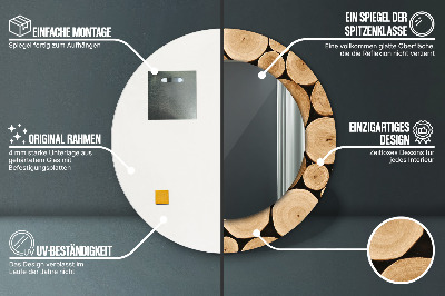 Espelho decorativo redondo Toras de madeira