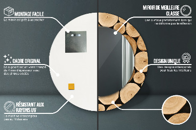 Espelho decorativo redondo Toras de madeira