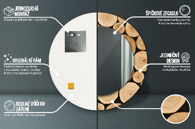 Espelho decorativo redondo Toras de madeira