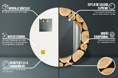 Espelho decorativo redondo Toras de madeira