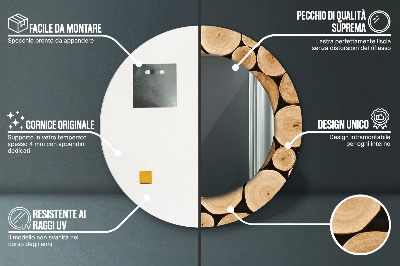 Espelho decorativo redondo Toras de madeira