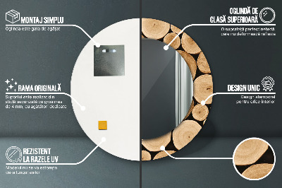 Espelho decorativo redondo Toras de madeira