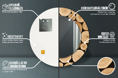 Espelho decorativo redondo Toras de madeira