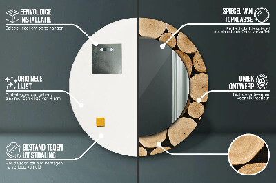 Espelho decorativo redondo Toras de madeira