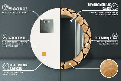 Espelho decorativo redondo Toras de madeira