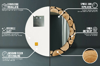 Espelho decorativo redondo Toras de madeira