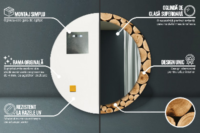 Espelho decorativo redondo Toras de madeira