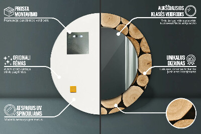 Espelho decorativo redondo Toras de madeira