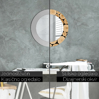 Espelho decorativo redondo Toras de madeira