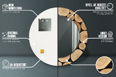 Espelho decorativo redondo Toras de madeira