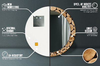 Espelho decorativo redondo Toras de madeira