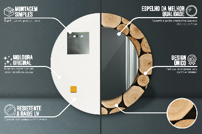 Espelho decorativo redondo Toras de madeira