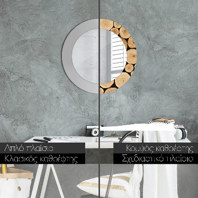 Espelho decorativo redondo Toras de madeira